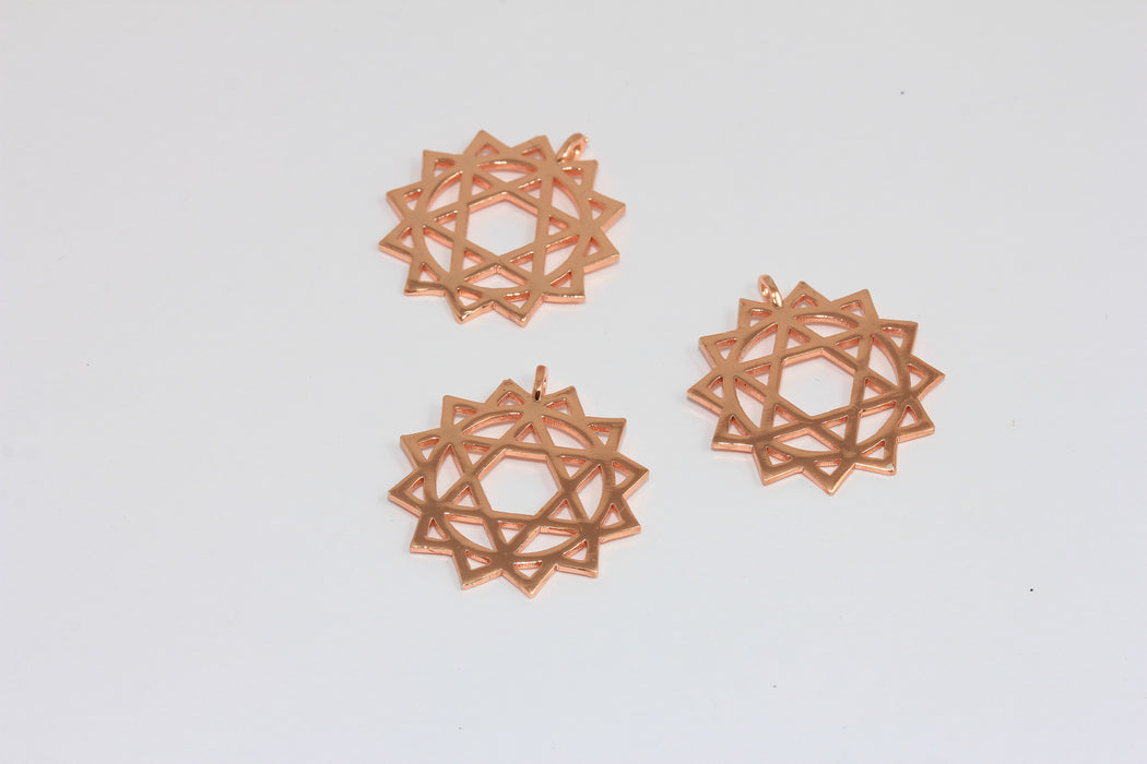 25x28mm Rose Gold Plated Chakra Charms, Mandala Charm, Meditation Yoga Pendant, CJ, MGN130