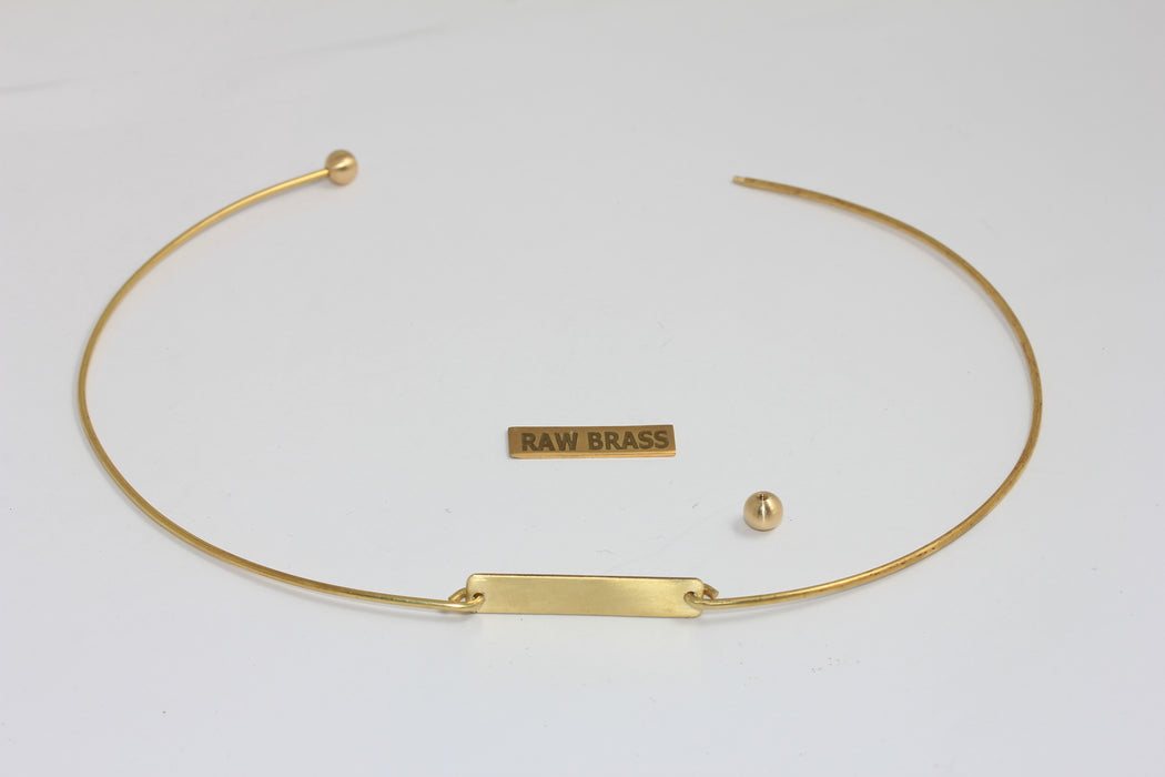 1,5mm Raw Brass Wire Choker Necklace, Opening Screw Ball Neck Cuff, Nameplate Choker Necklace, TVF79