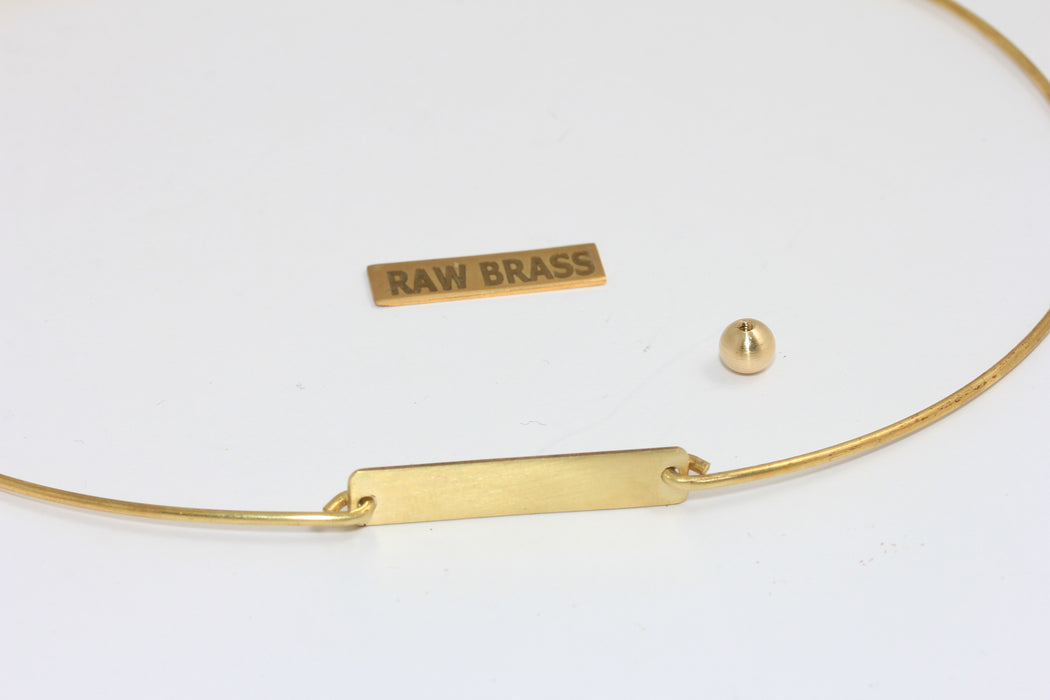 1,5mm Raw Brass Wire Choker Necklace, Opening Screw Ball Neck Cuff, Nameplate Choker Necklace, TVF79