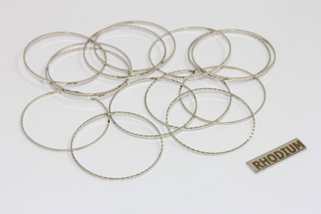 35mm Rhodium Plated Faceted Closed Ring, Connector Rings, Ring Hoop Charms, MGN123