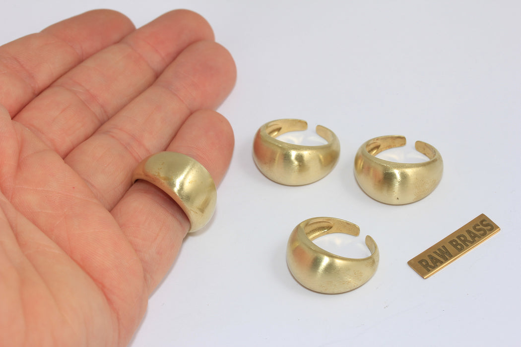 18mm Raw Brass Puffed Statement Ring, Adjustable Ring, Wide Band Ring, Thick Band Ring, MGN125