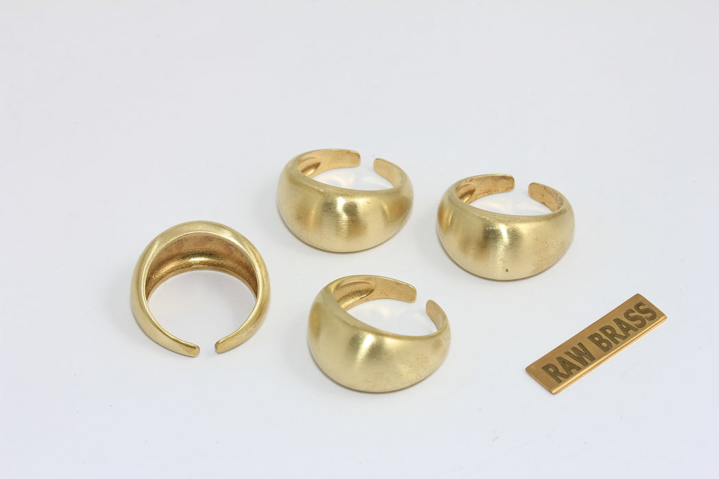 18mm Raw Brass Puffed Statement Ring, Adjustable Ring, Wide Band Ring, Thick Band Ring, MGN125