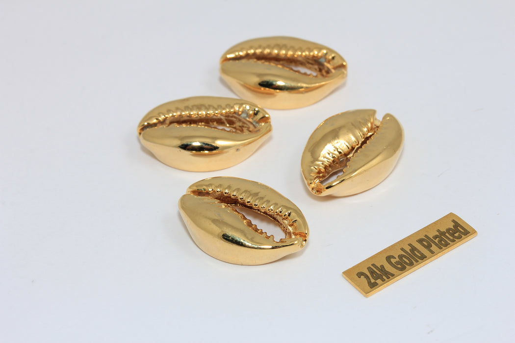 17x25mm 24k Shiny Gold Cowrie, Cowrie Charms, Sea   BRT10