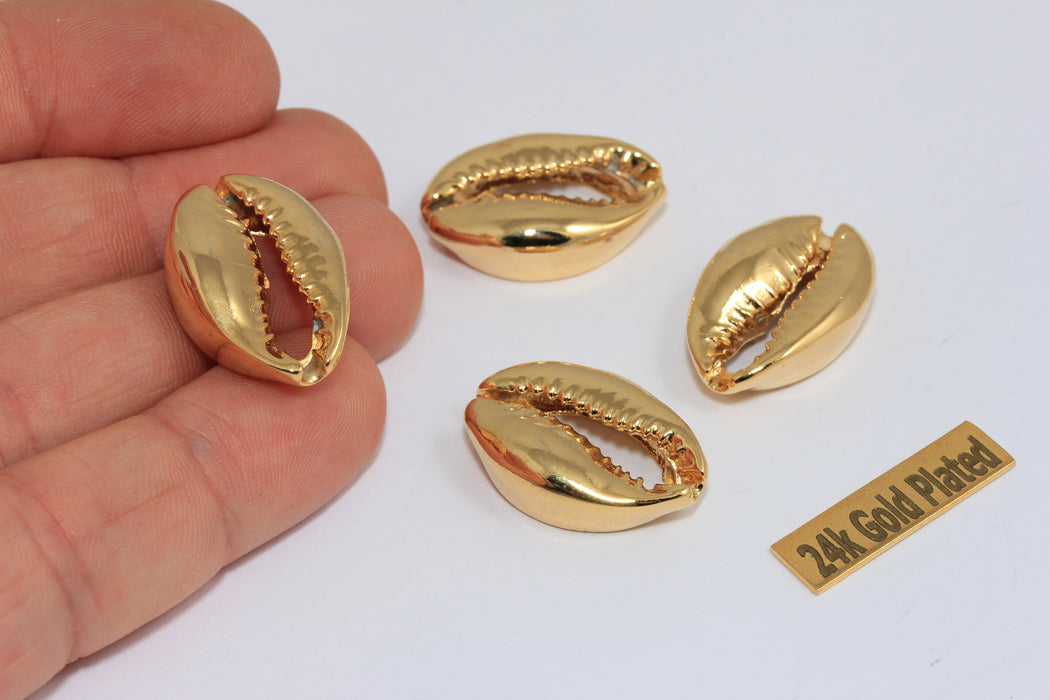 17x25mm 24k Shiny Gold Cowrie, Cowrie Charms, Sea   BRT10