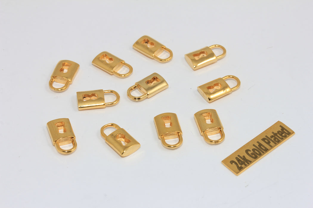 7x14mm 24k Shiny Gold Padlock Charms, Mini Lock Charms,  BRT30