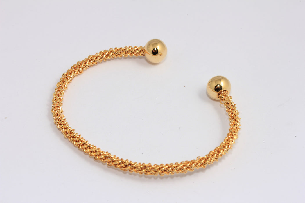 4,5mm 24k Shiny Gold Wire Bracelet, Gold Twisted Bracelet Cuff, BXB366