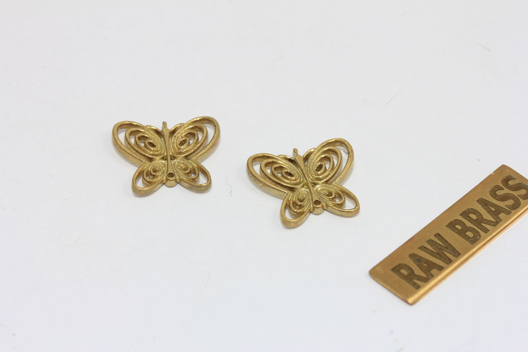 12x13 Raw Brass Butterfly Charms, Butterfly Pendant, Outline Butterfly Charms, MGN119