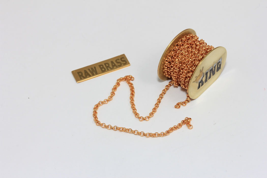 2mm Raw Brass Rolo Chains, Tiny Soldered Rolo Chains, KPT50-1