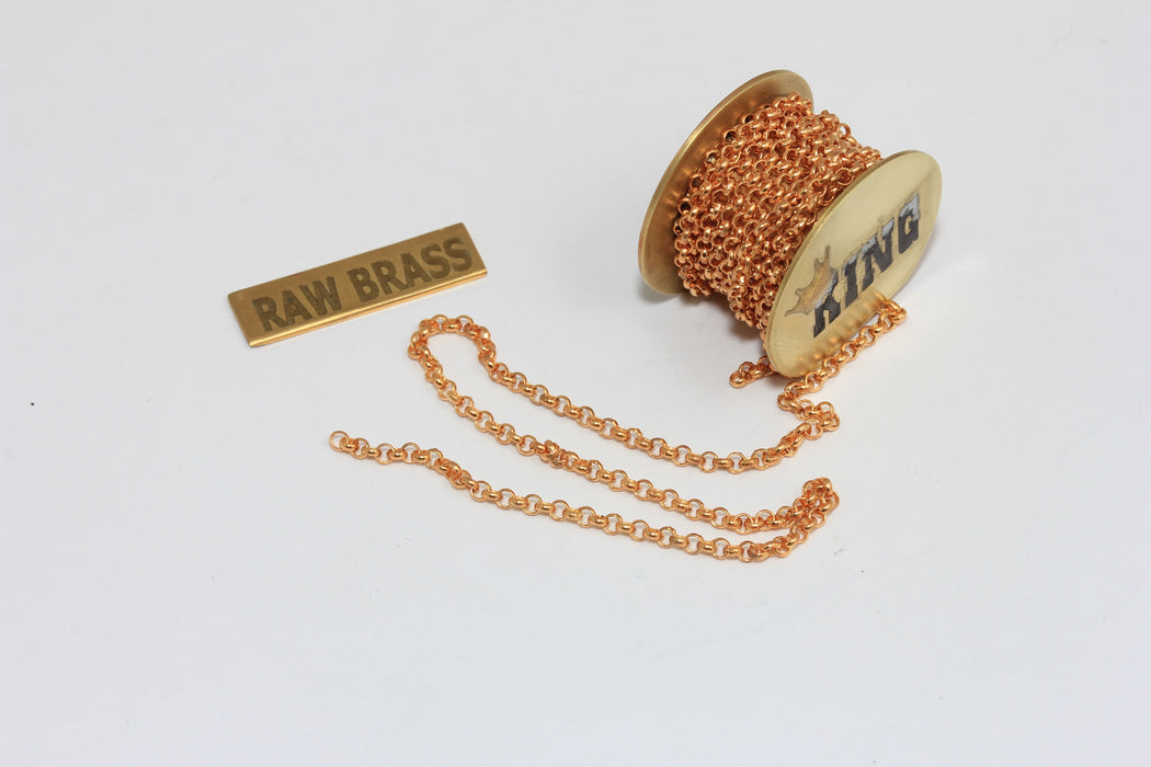 2mm Raw Brass Rolo Chains, Tiny Soldered Rolo Chains, KPT50-1