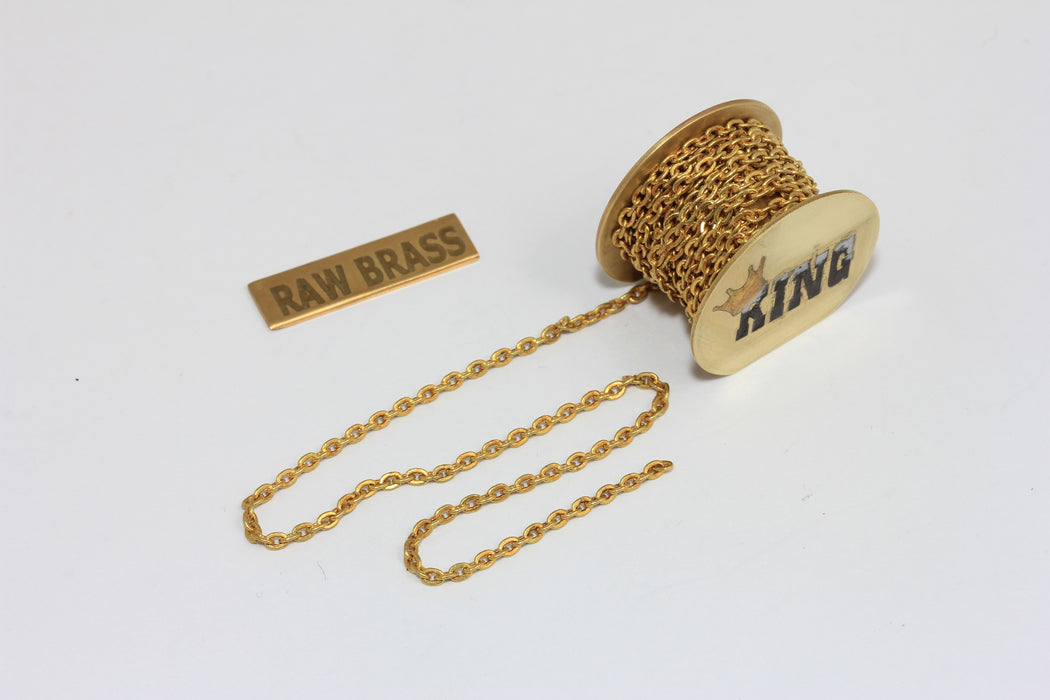 1,8mm Raw Brass Flat Oval Chains, Brass Oval Rolo Chains, KPT60