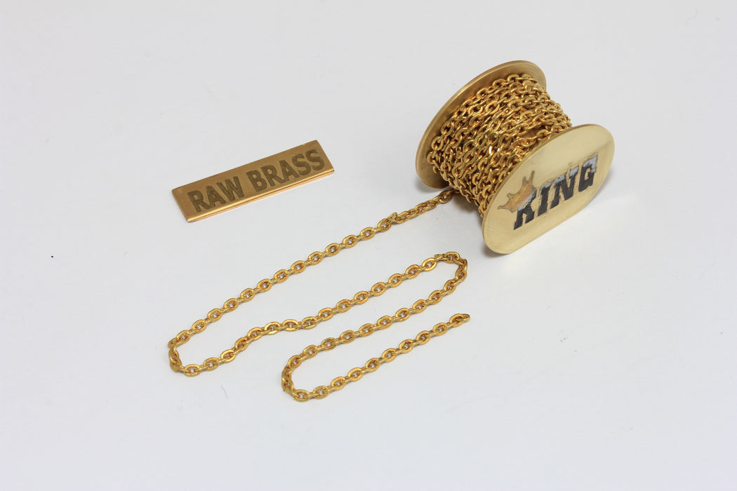 1,8mm Raw Brass Flat Oval Chains, Brass Oval Rolo Chains, KPT60