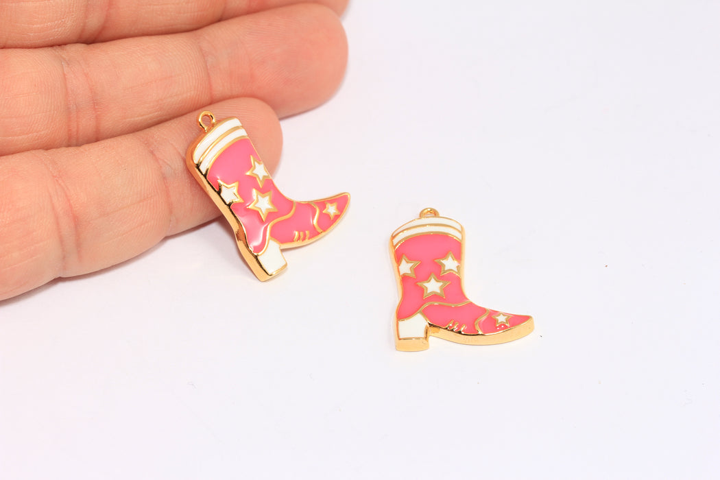 20x24mm 24k Shiny Gold Boot Charms, Enamel Cowboy Boots Charms,