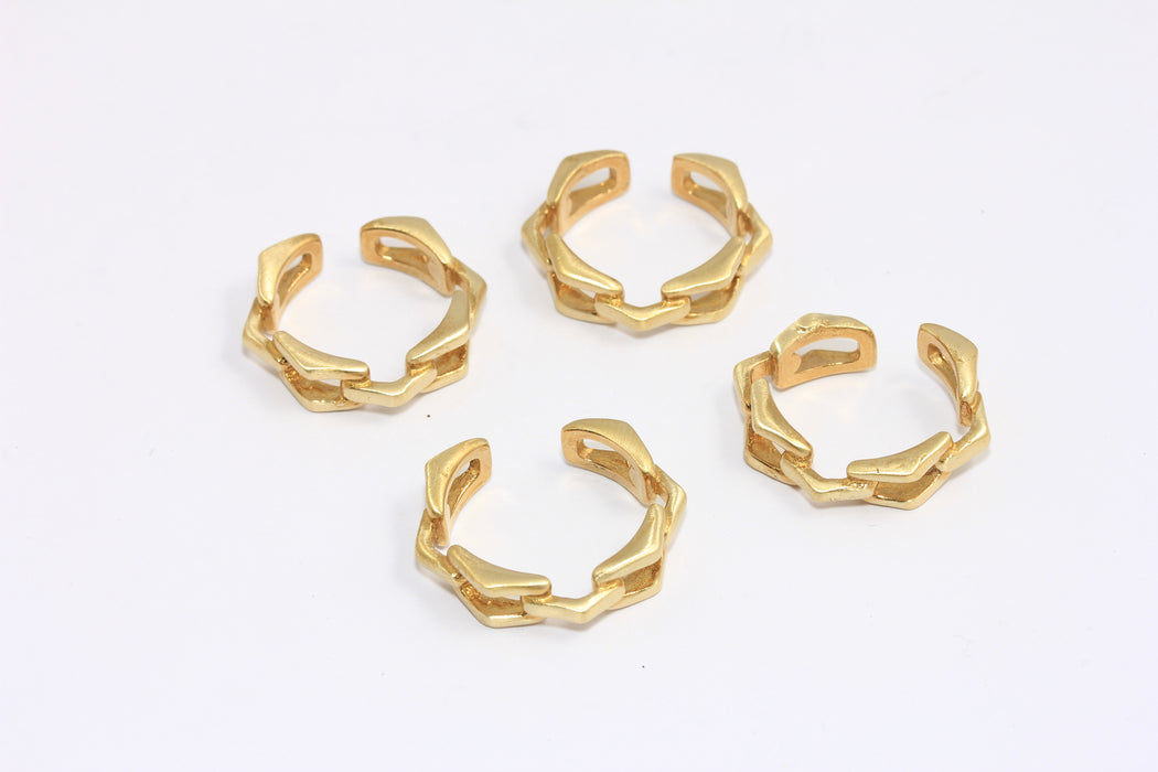 16-17mm Raw Brass Chain Ring, Thick Chain Style Ring, BXB175-3