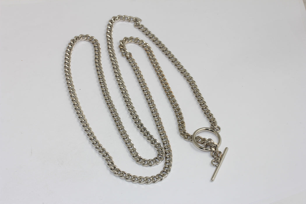 Rhodium Plated Curb Body Chain With Toggle Clasp, Soldered Body Belt Chains, Curb Belt, SEYH-1