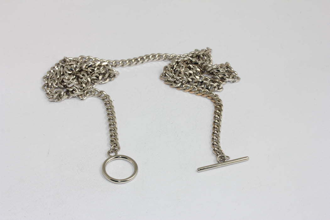 Rhodium Plated Curb Body Chain With Toggle Clasp, Soldered Body Belt Chains, Curb Belt, SEYH-1