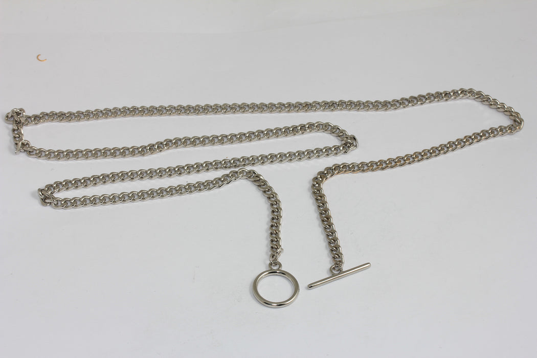 Rhodium Plated Curb Body Chain With Toggle Clasp, Soldered Body Belt Chains, Curb Belt, SEYH-1