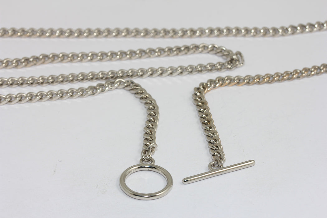 Rhodium Plated Curb Body Chain With Toggle Clasp, Soldered Body Belt Chains, Curb Belt, SEYH-1