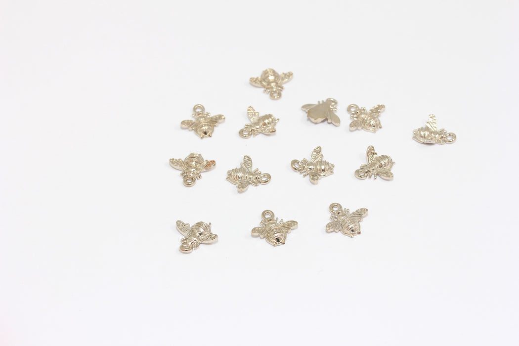 21x26mm 24 Ayar Parlak Altın Arı Tılsımı, Arı Kolye Boncukları, Sevimli Arı Kolye Ucu, FRB91-1