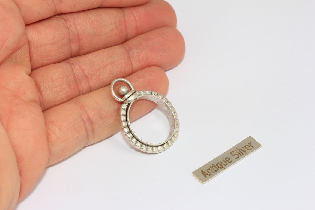 18mm Inner Size Antique Silver Round Frame Medallion, Medallion Necklace Pendant, MGN145 KJewelryMetal      5 out of 5 stars