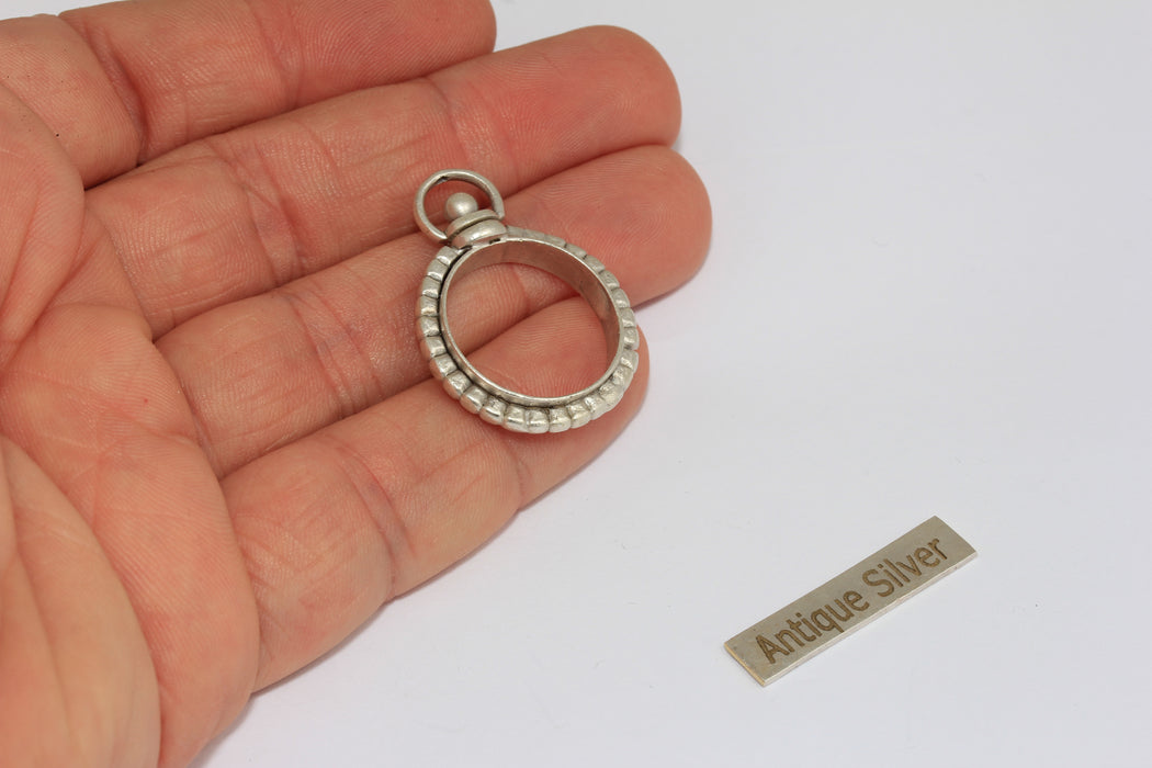 18mm Inner Size Antique Silver Round Frame Medallion, Medallion Necklace Pendant, MGN145 KJewelryMetal      5 out of 5 stars