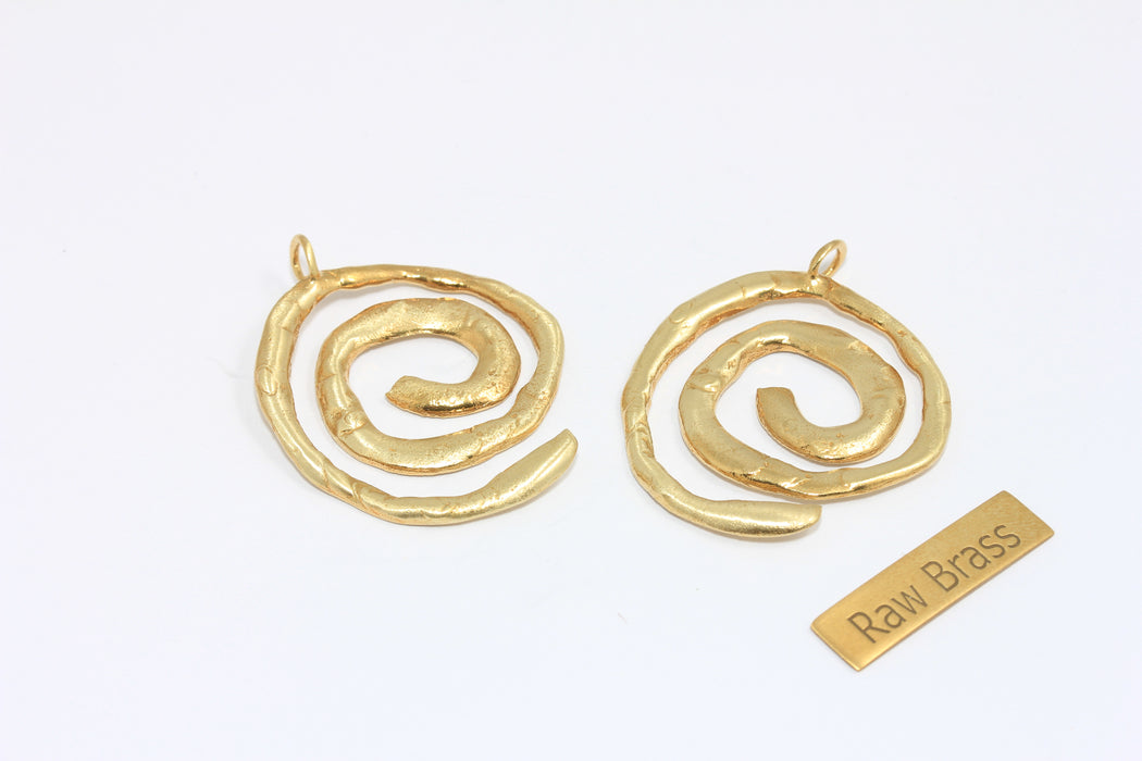 30mm Raw Brass Sea Shell Charm, Seashell Necklace Pendant, Spiral Pendant, ZPR316