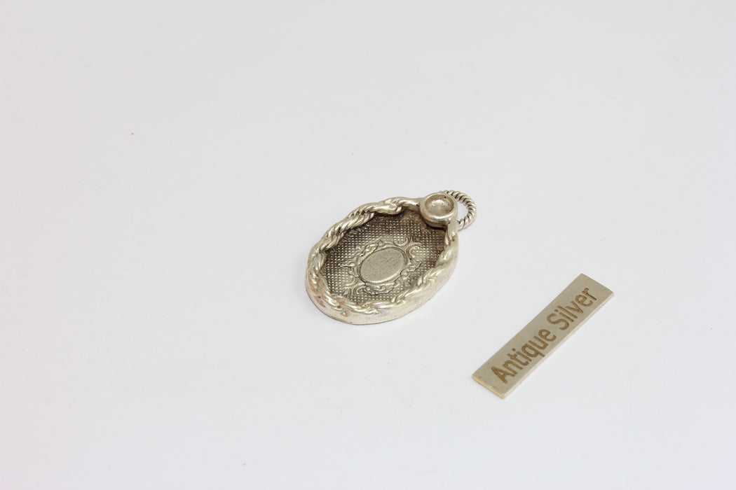 16x21mm Inner Size Antique Silver Oval Cabochon Charms, Bezel Medallion Pendant, Bezel Settings, MGN142