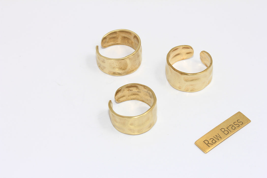 17-18mm Raw Brass Rings, Adjustable Ring Settings, Wide Band Rings, Domed Cuff Rings, ZPR299