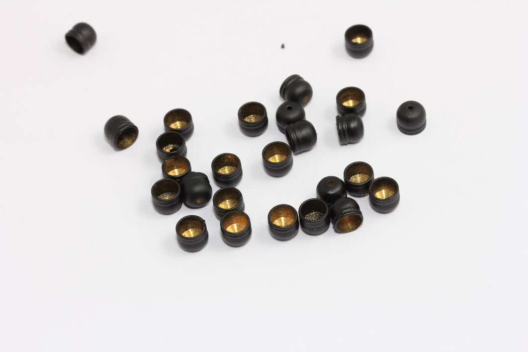 Matt Black Plated End Cap, Inner Size 5mm, Black Bead Caps, ETS187