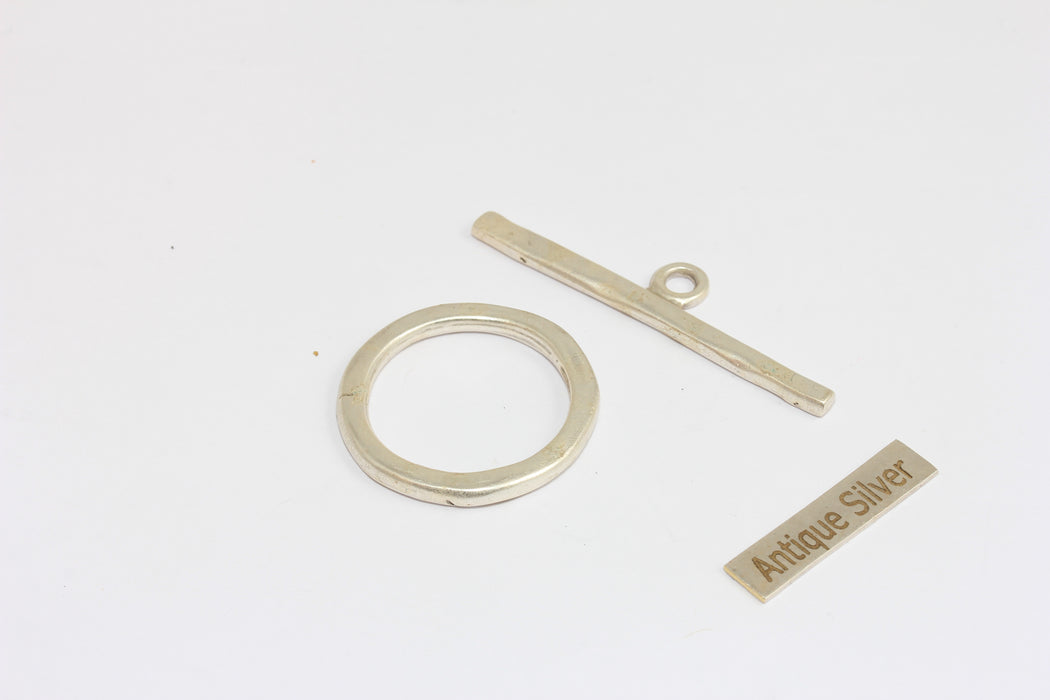 30mm Antique Silver Toggle Clasp, Ring T Bar, T Bar Fasteners, Large Toggle Clasp, Bracelet Closures, MGN160