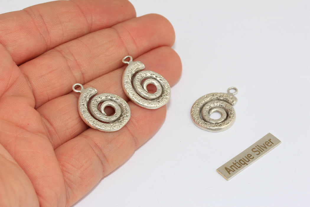18mm Antique Silver Sea Shell Charm, Seashell Charm, Shell Necklace Pendant, Spiral Pendant, Summer Jewelry, MGN150
