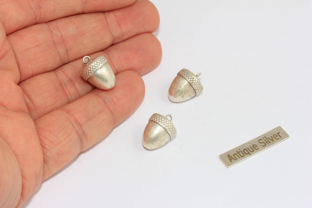 11x14mm Antique Silver Acorn Charms, Oak Nut Pendant, Antique Silver Plated Findings, MGN158