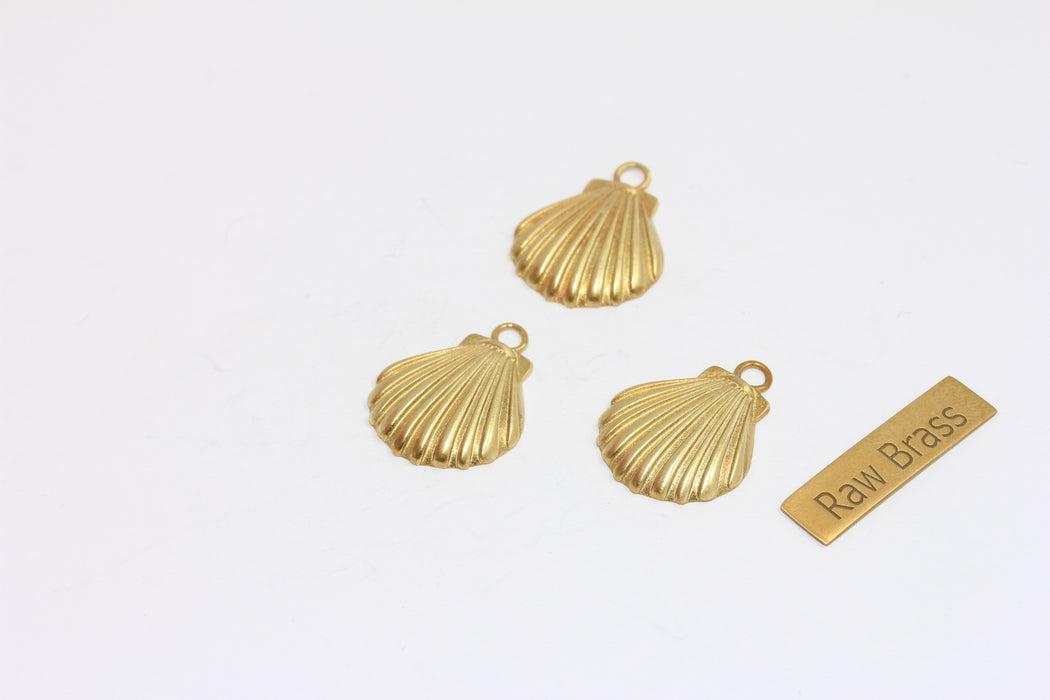 17x18mm Raw Brass Sea Shell Charm, Seashell Charm, Shell Necklace, ZPR236