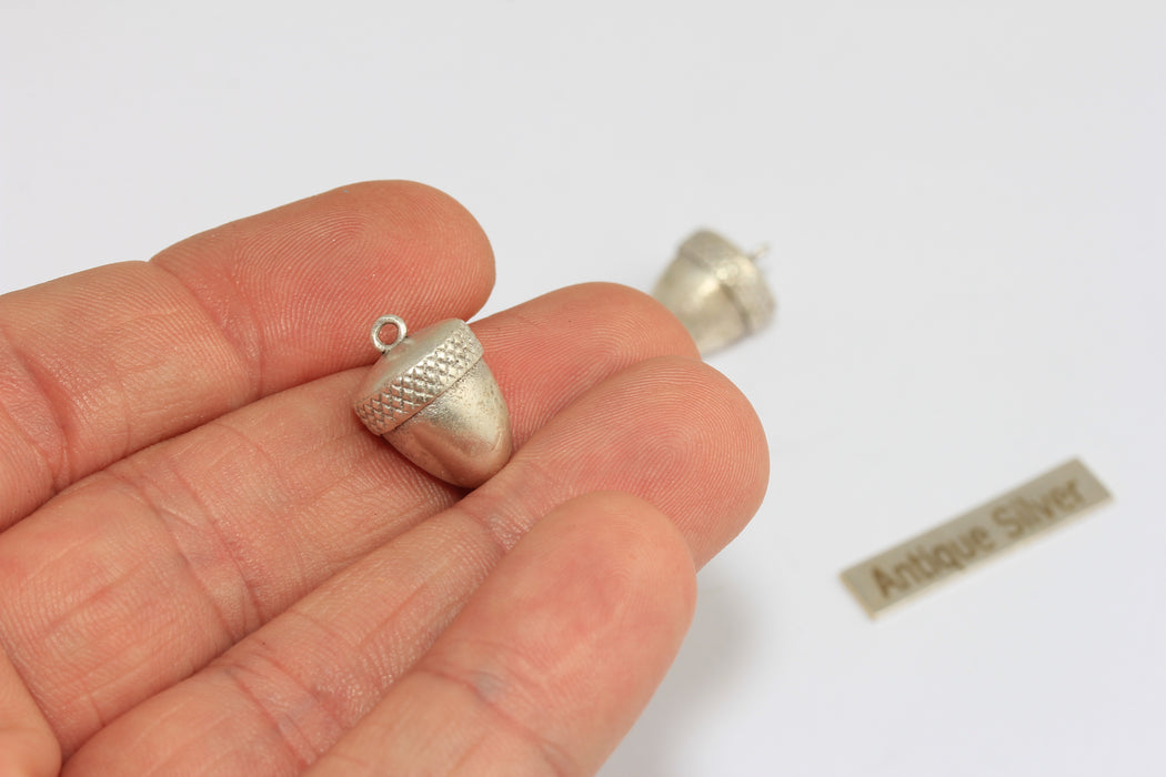 11x14mm Antique Silver Acorn Charms, Oak Nut Pendant, Antique Silver Plated Findings, MGN158