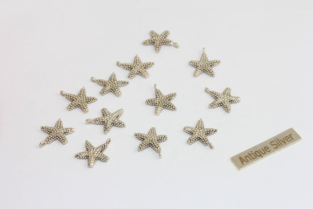 13x16mm Antique Silver Starfish Charms, Sea Animals, Cute Starfish Pendant, MGN162