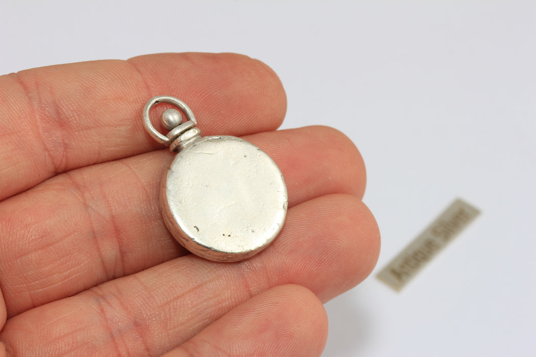 18mm Inner Size Antique Silver Round Bezel Frame Charms, Cabochon Settings, MGN141