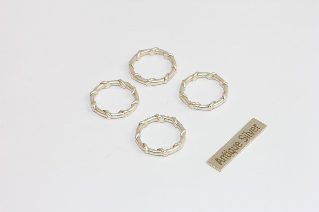 18mm Antique Silver Closed Ring, Inner 14,5mm Closed Ring, Braided Circle Connector, Ring Charms, MGN151