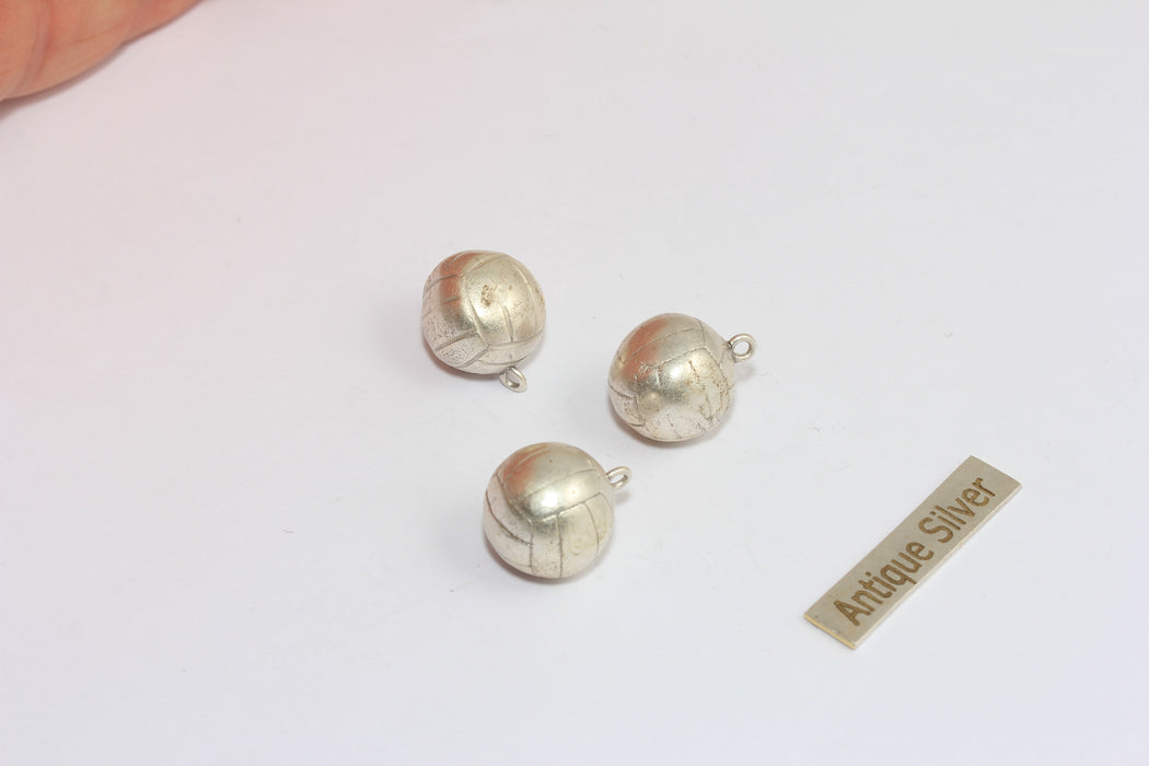 13mm Antique Silver Valley Charm, Valley Ball Pendant, Sport's Jewelry Charms, Antique Silver Plated Findings, MGN139
