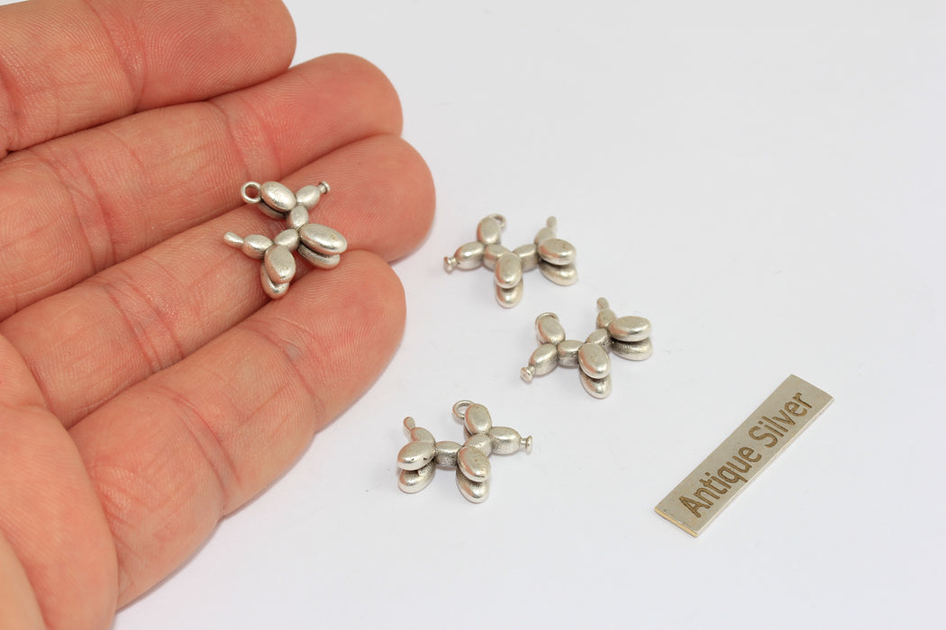 13x16mm Antique Silver Balloon Dog Charms, Cute Poodle Dog Balloon Pendant, MGN138