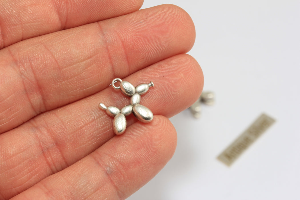 13x16mm Antique Silver Balloon Dog Charms, Cute Poodle Dog Balloon Pendant, MGN138