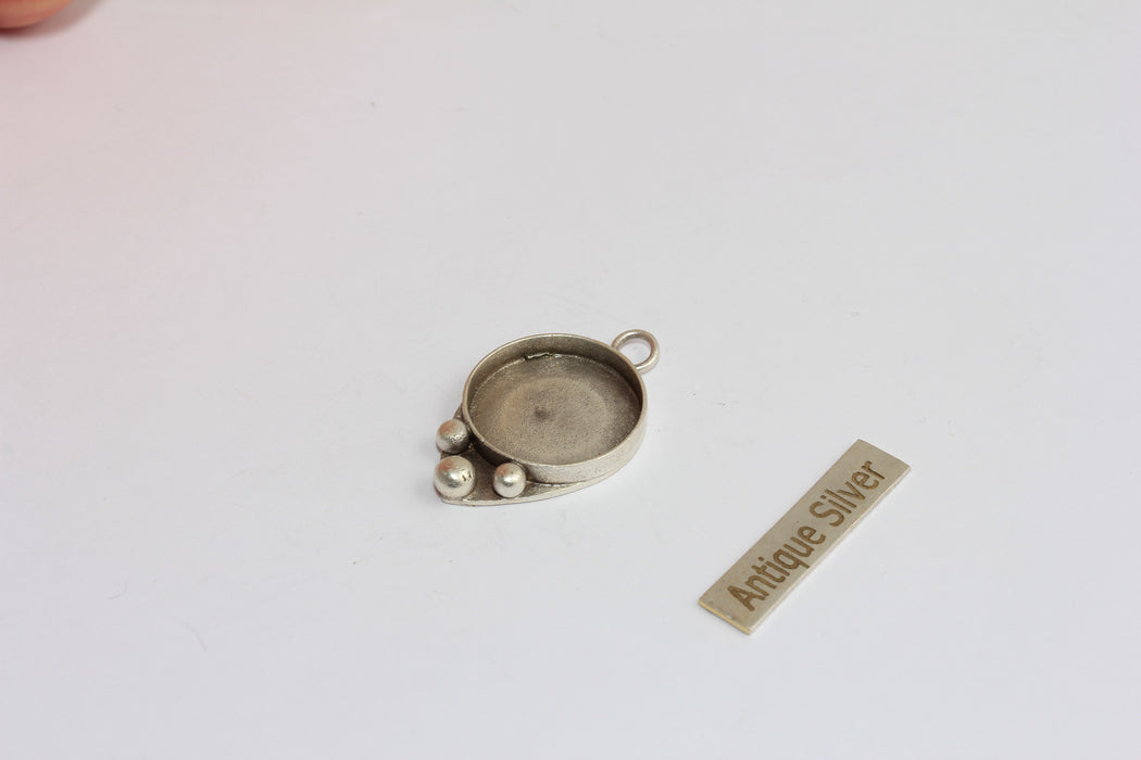 18,4mm Inner Size Antique Silver Round Bezel Frame Charms, Cabochon Settings, MGN147