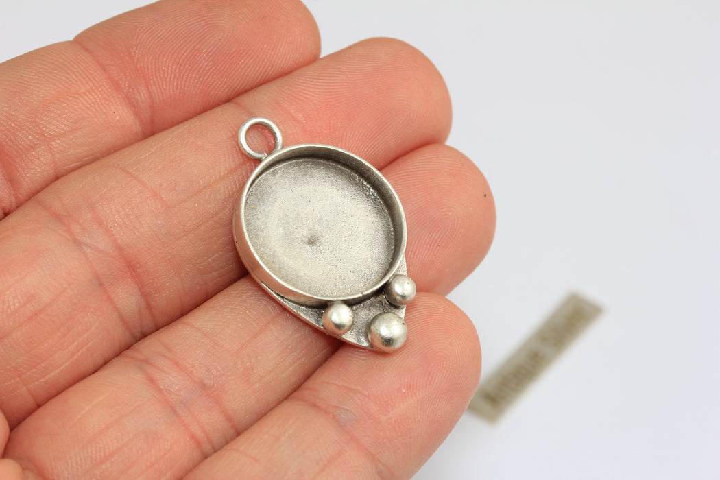18,4mm Inner Size Antique Silver Round Bezel Frame Charms, Cabochon Settings, MGN147