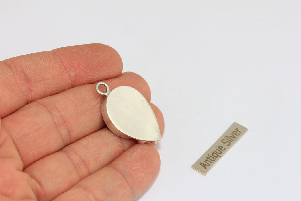 18,4mm Inner Size Antique Silver Round Bezel Frame Charms, Cabochon Settings, MGN147