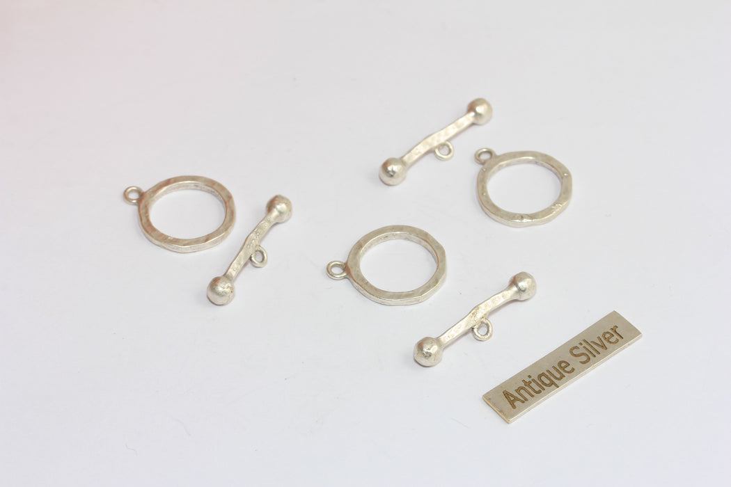 Antique Silver Toggle Clasp, Ring T Bar, T Bar Fasteners, Large Toggle Clasp, Bracelet Closures, MGN161