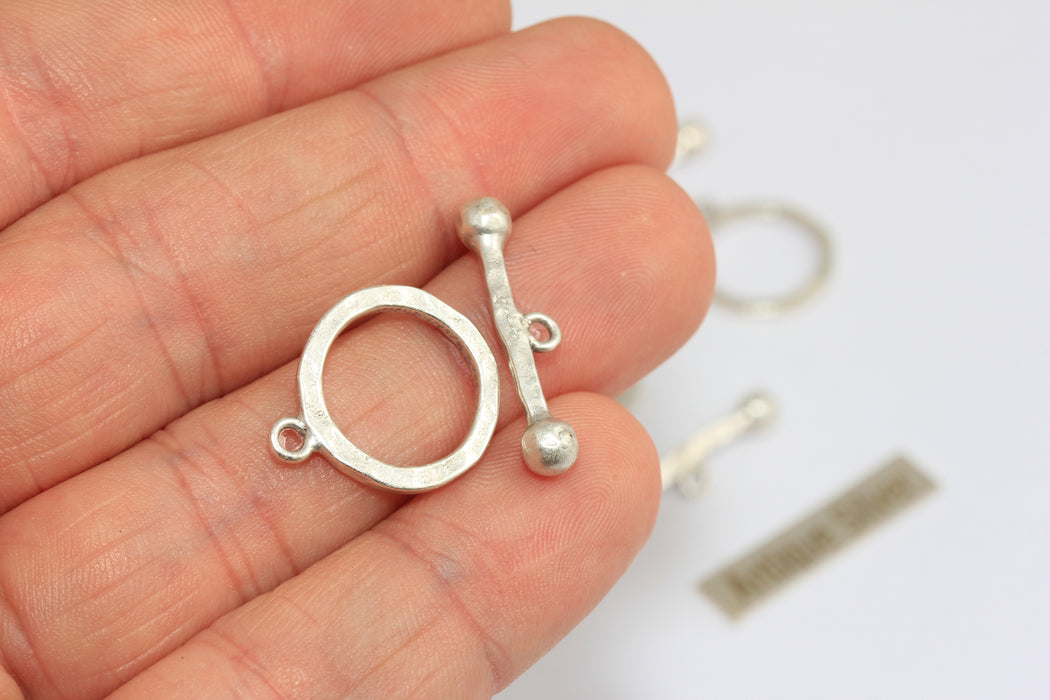 Antique Silver Toggle Clasp, Ring T Bar, T Bar Fasteners, Large Toggle Clasp, Bracelet Closures, MGN161