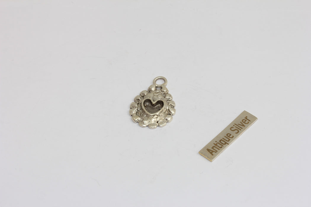 5x7mm Antique Silver Heart Charms, Heart Bezel Pendant Settings, Jewelry Making Supplies, MGN155