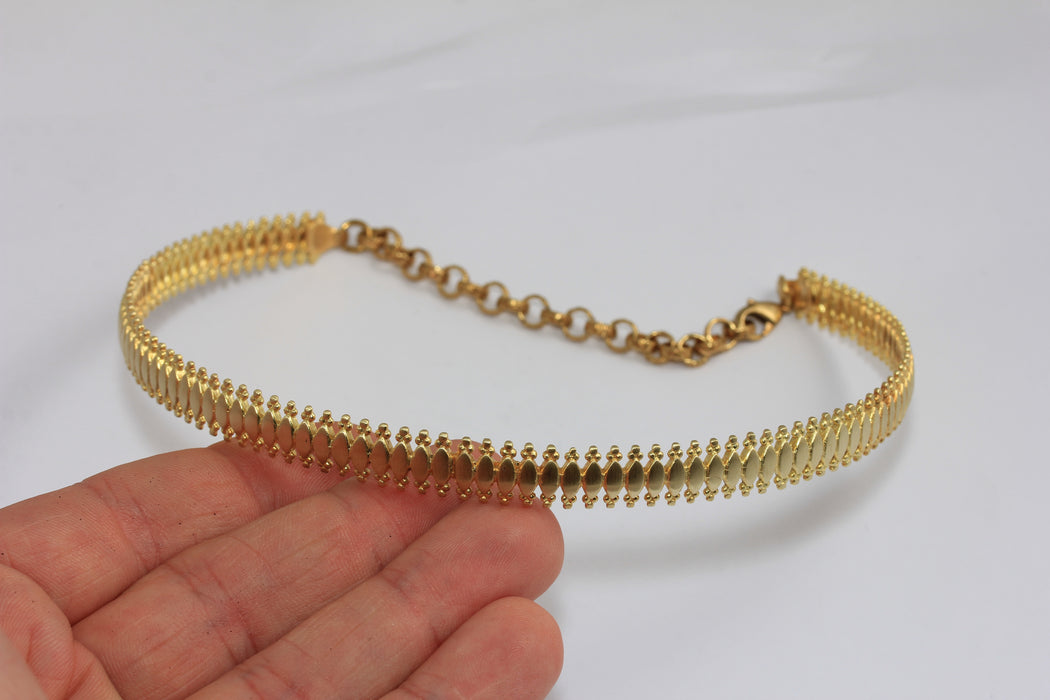 10mm Raw Brass Choker Necklace, Vintage Choker, Adjustable Choker Necklace, Neck Cuff, TVF55A