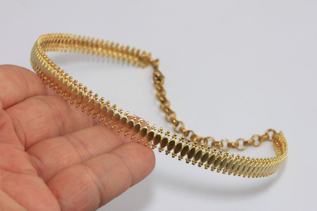 10mm Raw Brass Choker Necklace, Vintage Choker, Adjustable Choker Necklace, Neck Cuff, TVF55A