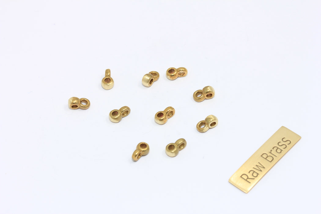 4x7mm Raw Brass Pinch Bails, Pendant Bails, Drop Tube Pendant Holder, Tube Spacer Beads, Mini Wheel Beads, ZPR330