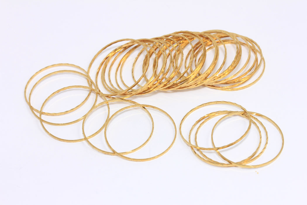25mm Raw Brass Closed Ring, Faceted Circle Connectors, HLS23