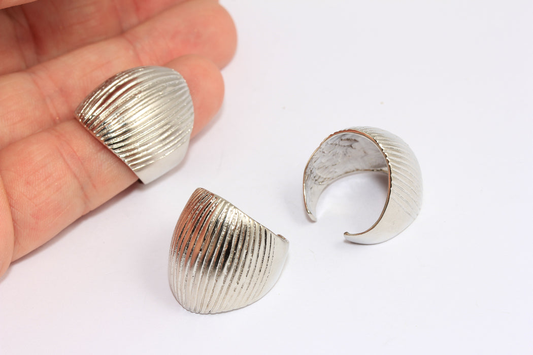 17-18mm Rhodium Plated Shell Rings, Statement Shell Ring, MTE1292